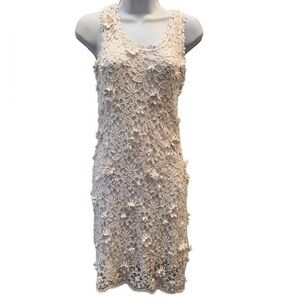Charlotte Tarantola White Crochet Dress X Small Lined Sleeveless Summer Clingy